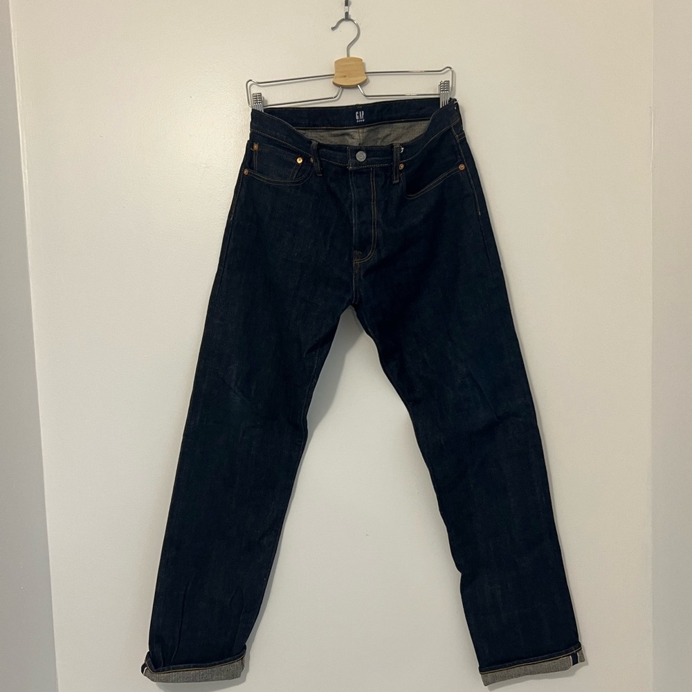 GAP Men's Deep Indigo Cuffed Straight Jeans